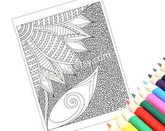 Zentangle Inspired Coloring Page Printable, Zendoodle Flower, Page 42
