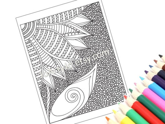PDF Coloring Page Printable, Zentangle Inspired, Zendoodle Flower, Page 42