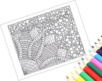 Zendoodle Coloring Page, Printable- Page 2: Zentangle Inspired Flower