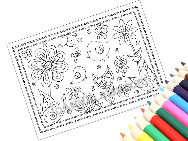 Download Coloring Page Zentangle Inspired Printable pdf file | Etsy