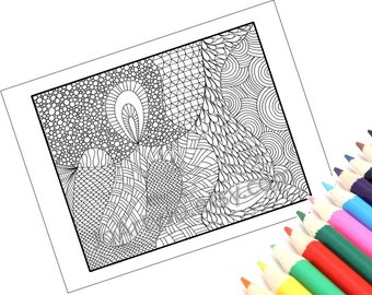 Zendoodle Instant Download Coloring Page, Zentangle Inspired Printable- Page 4
