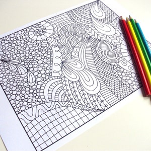 PDF Coloring Page, Zentangle Inspired, Abstract Coloring Pattern, Page 21 image 4