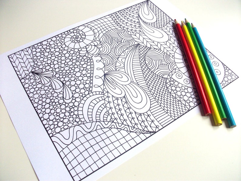 PDF Coloring Page, Zentangle Inspired, Abstract Coloring Pattern, Page 21 image 4