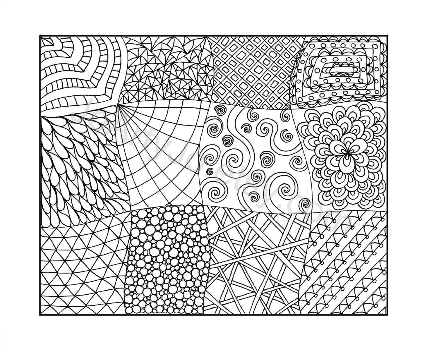 Download Zendoodle Coloring Page Printable PDF Zentangle Inspired | Etsy