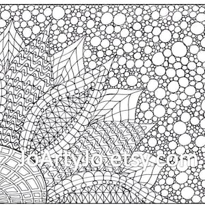 Coloring Page, Zentangle Inspired Flower, Printable- Page 2