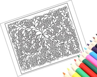 Printable Zentangle Inspired Coloring Page, Zendoodle Pattern, Page 13