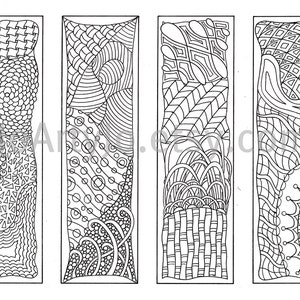 Bookmarks to color, Zentangle Inspired, Zendoodle Art, Printable Coloring, Digital Download, Sheet 5