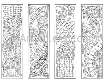 しおり　原画　ペインティング 塗り絵のしおり、ゼンタングル風、ゼンドゥードルアート、印刷可能な