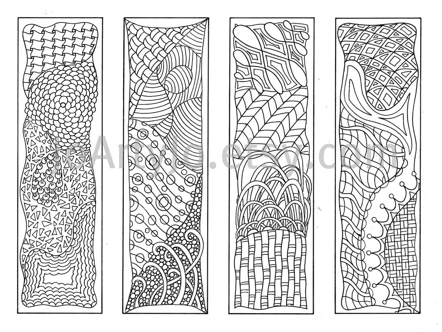 bookmarks to color zentangle inspired zendoodle art etsy