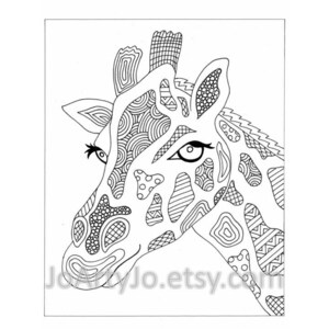 Giraffe Printable Zentangle Inspired Coloring Page, Zendoodle Page 43