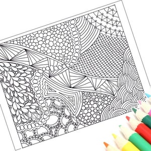 Coloring Page Zentangle Inspired Printable, Instant Download, Zendoodle Pattern, Page 49 image 1