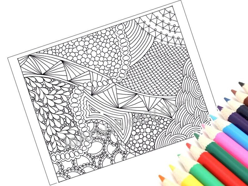 Coloring Page Zentangle Inspired Printable, Instant Download, Zendoodle Pattern, Page 49 image 1