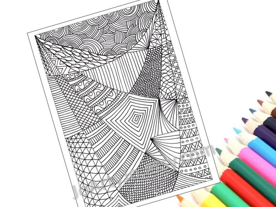 printable coloring page zentangle inspired coloring pattern etsy