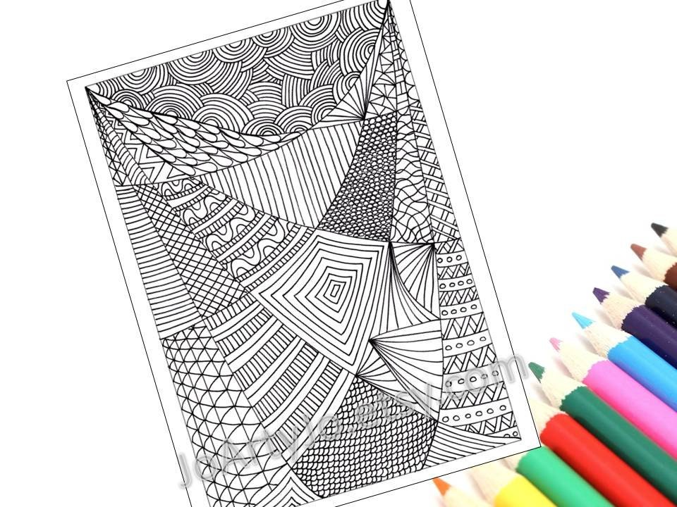 printable coloring page zentangle inspired coloring pattern etsy