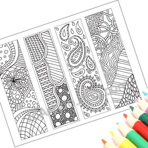 Zentangle Inspired Bookmarks, Printable Coloring, Digital Download, Sheet 9