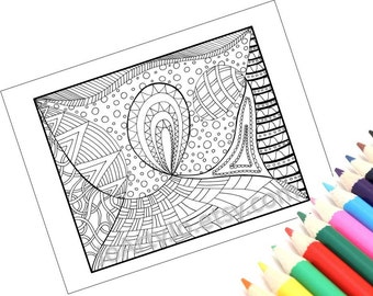 Zendoodle Coloring Page Printable PDF Zentangle Inspired - Etsy
