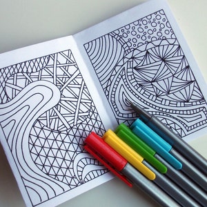 Mini Zine, PRINTABLE Zentangle Inspired Coloring Book, Intricate Zendoodle Coloring Patterns image 2