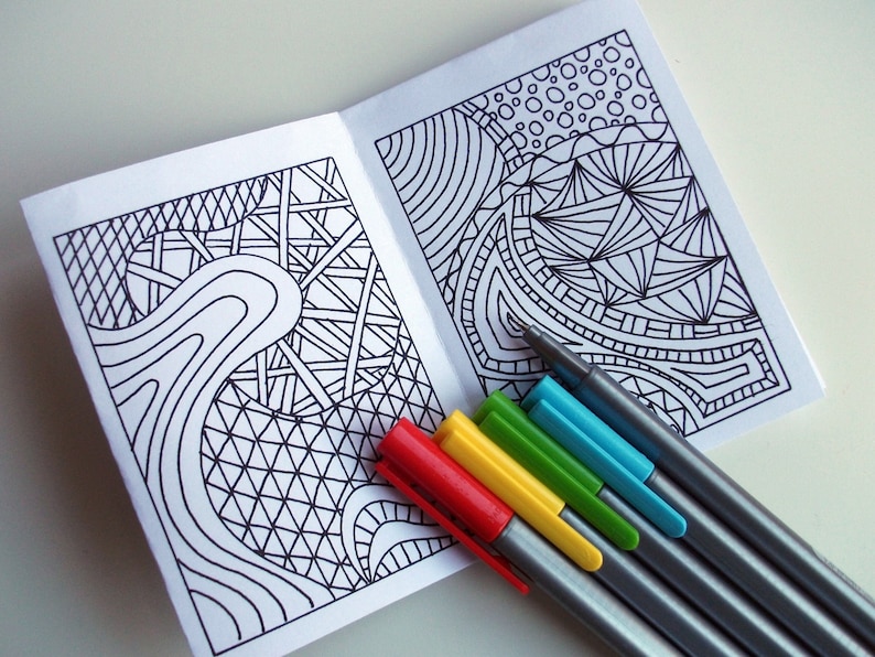 Mini Zine, PRINTABLE Zentangle Inspired Coloring Book, Intricate Zendoodle Coloring Patterns image 2