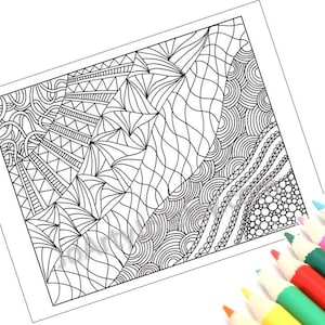 Printable Coloring Page, Zentangle Inspired, Zendoodle- Page 9