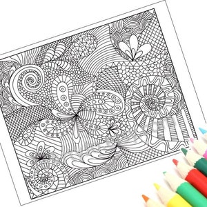 Coloring Page Zentangle Inspired Printable, Instant Download, Zendoodle Pattern, Page 49 image 2