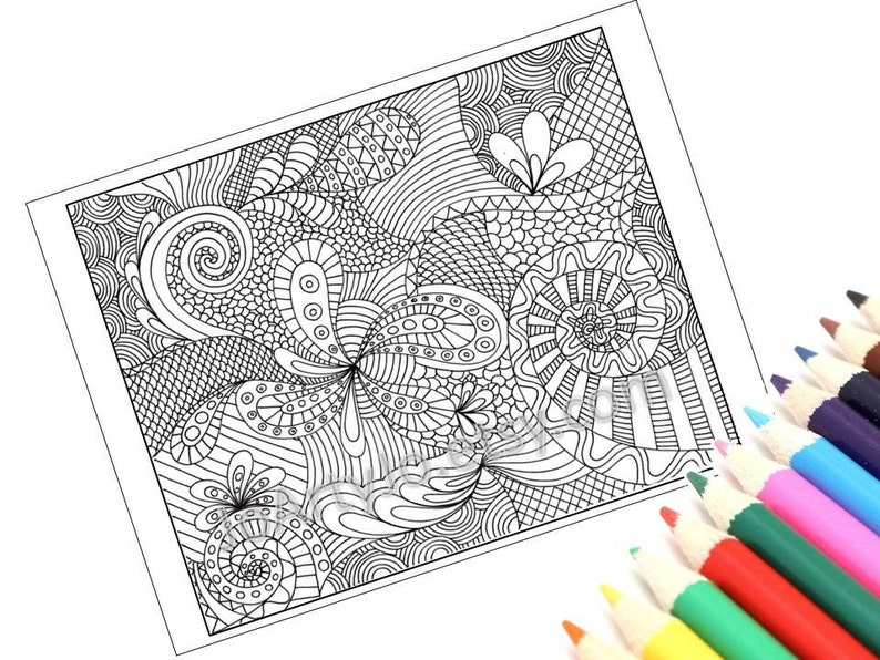 Coloring Page Zentangle Inspired Printable, Instant Download, Zendoodle Pattern, Page 49 image 2