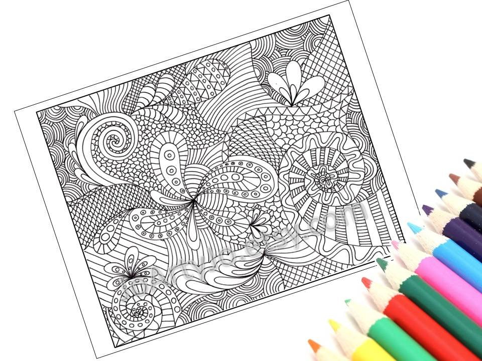 Coloring Page Printable Zentangle Inspired Instant Download