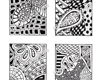 PDF Digital Collage Sheet, Black and White Images, Zentangle Inspired Art, PDF for Scrapbooking, Jewelry Making, Pendants, Sheet 5