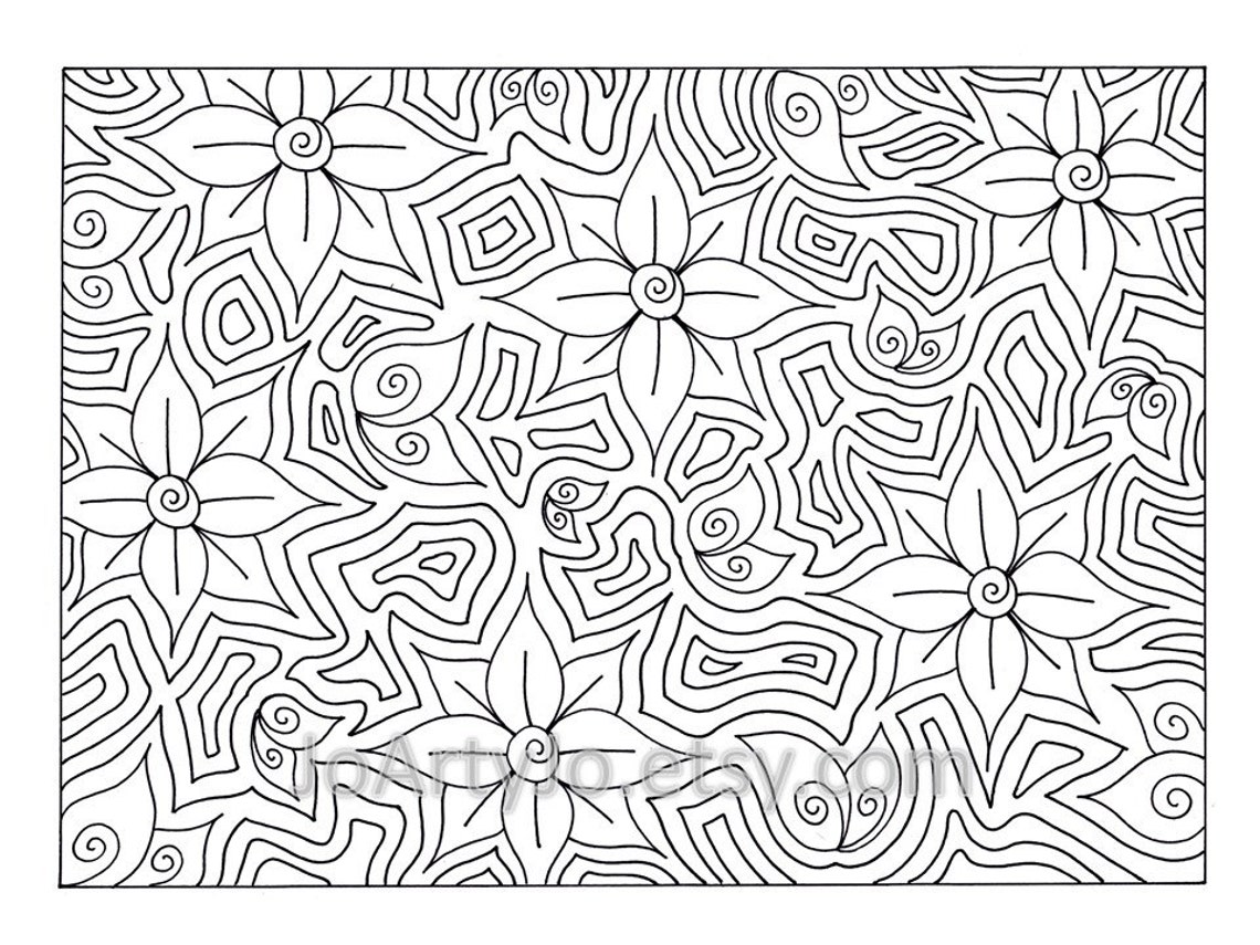Flower Coloring Page Printable Zentangle Inspired Instant - Etsy