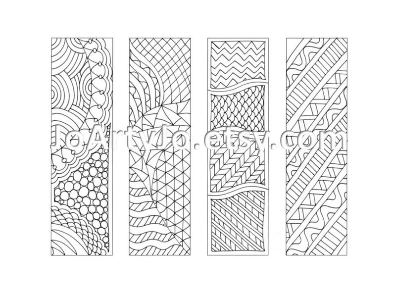 zentangle inspired bookmarks printable coloring page sheet