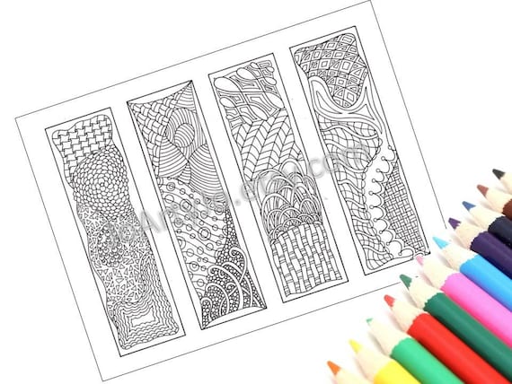 coloring bookmarks to print 12 zentangle inspired printable etsy