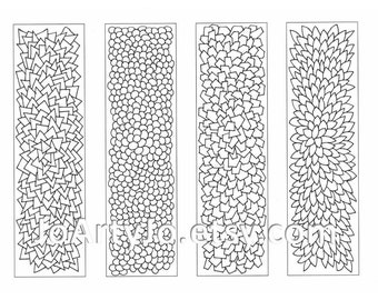 Zendoodle Bookmarks to Color, Zentangle Inspired, Birthday Party Favor, Printable Sheet 15