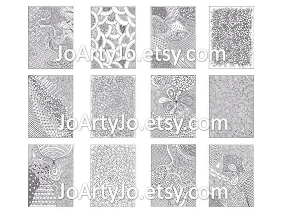 Zentangle Pattern Coloring Sheet Instant Coloring Zentangle Etsy