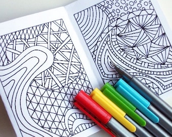 Black Friday Etsy, Mini Zine, Sofort Download, Zentangle inspiriert Malbuch, Komplizierte Zendoodle Malvorlagen