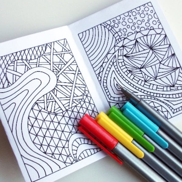 Black Friday Etsy, Mini Zine, Instant Download, Printable Zentangle Inspired Coloring Book, Intricate Zendoodle Coloring Patterns