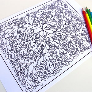 PDF Coloring Page, Zentangle Inspired, Abstract Coloring Pattern, Page 21 image 5