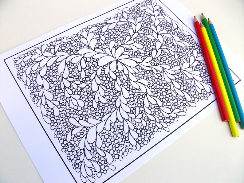 PDF Coloring Page, Zentangle Inspired, Abstract Coloring Pattern, Page 21 image 5