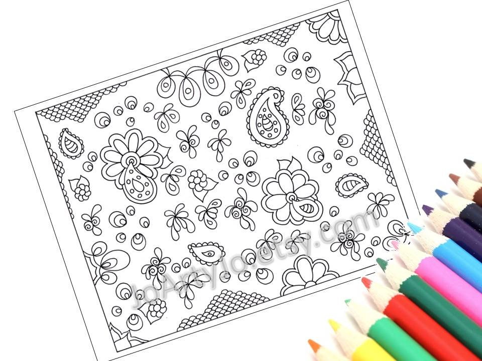 instant download coloring page zentangle inspired