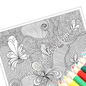 Coloring Page, Printable Intricate Zentangle Inspired Paisley Coloring Sheet, Zendoodle Page 37