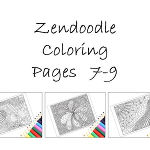 Coloring Pages, Print and Color Zentangle Inspiriert, Seiten 7-9: Sofort Download.