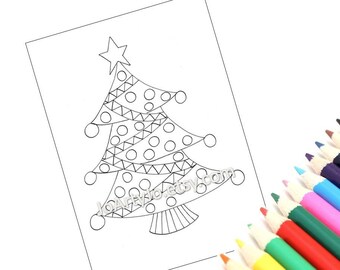 Printable Christmas Tree Coloring Page, Holiday Zentangle Inspired Holiday Activity (Christmas Coloring Page 3)