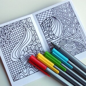 Mini Zine, PRINTABLE Zentangle Inspired Coloring Book, Intricate Zendoodle Coloring Patterns image 3