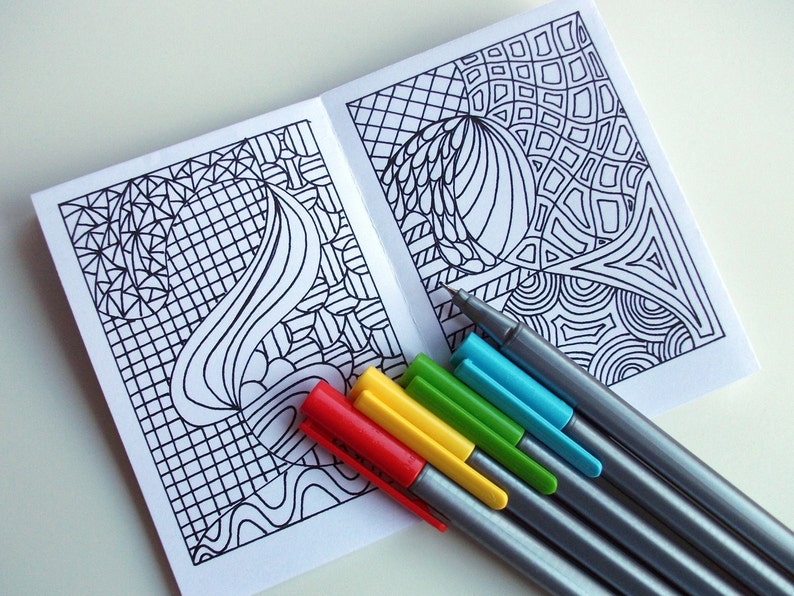 Mini Zine, PRINTABLE Zentangle Inspired Coloring Book, Intricate Zendoodle Coloring Patterns image 3