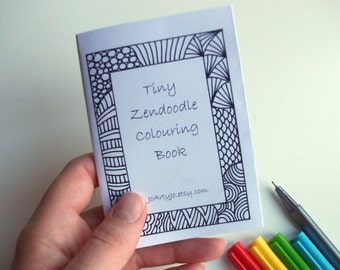 Mini Zine, PRINTABLE Zentangle Inspired Coloring Book, Intricate Zendoodle Coloring Patterns
