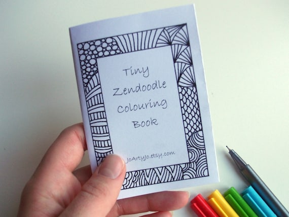 Mini Zine, PRINTABLE Zentangle Inspired Coloring Book, Intricate Zendoodle Coloring Patterns