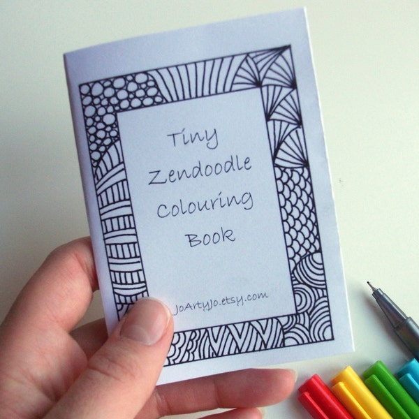 Mini Zine, PRINTABLE Zentangle Inspired Coloring Book, Intricate Zendoodle Coloring Patterns