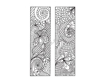 DIY Bookmarks, Zentangle Inspired Bookmarks to Print and Color, Zendoodle Printable Coloring Page, Digital Download, Sheet 6