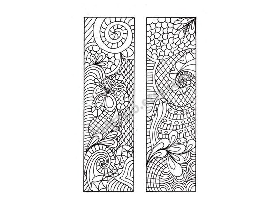 printable bookmarks zentangle inspired diy zendoodle etsy