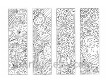 Coloring Page Bookmarks Zendoodle / Zentangle Inspired Printable Coloring, Instant Download, Sheet 18