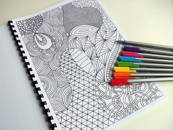 zentangle inspired coloring page printable pdf zendoodle etsy