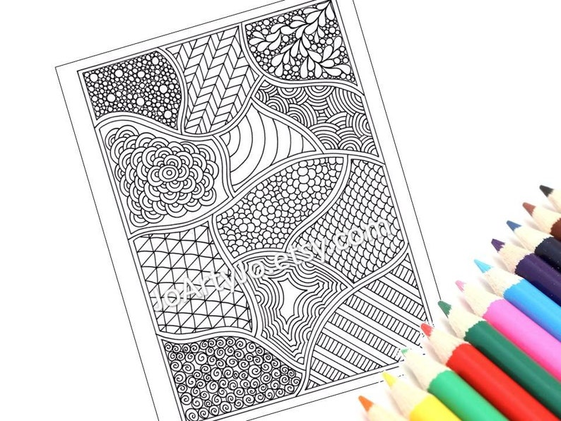 coloring page zentangle inspired printable instant download etsy